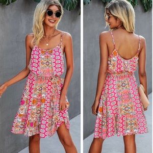 Pretty floral printed boho festival summer dress